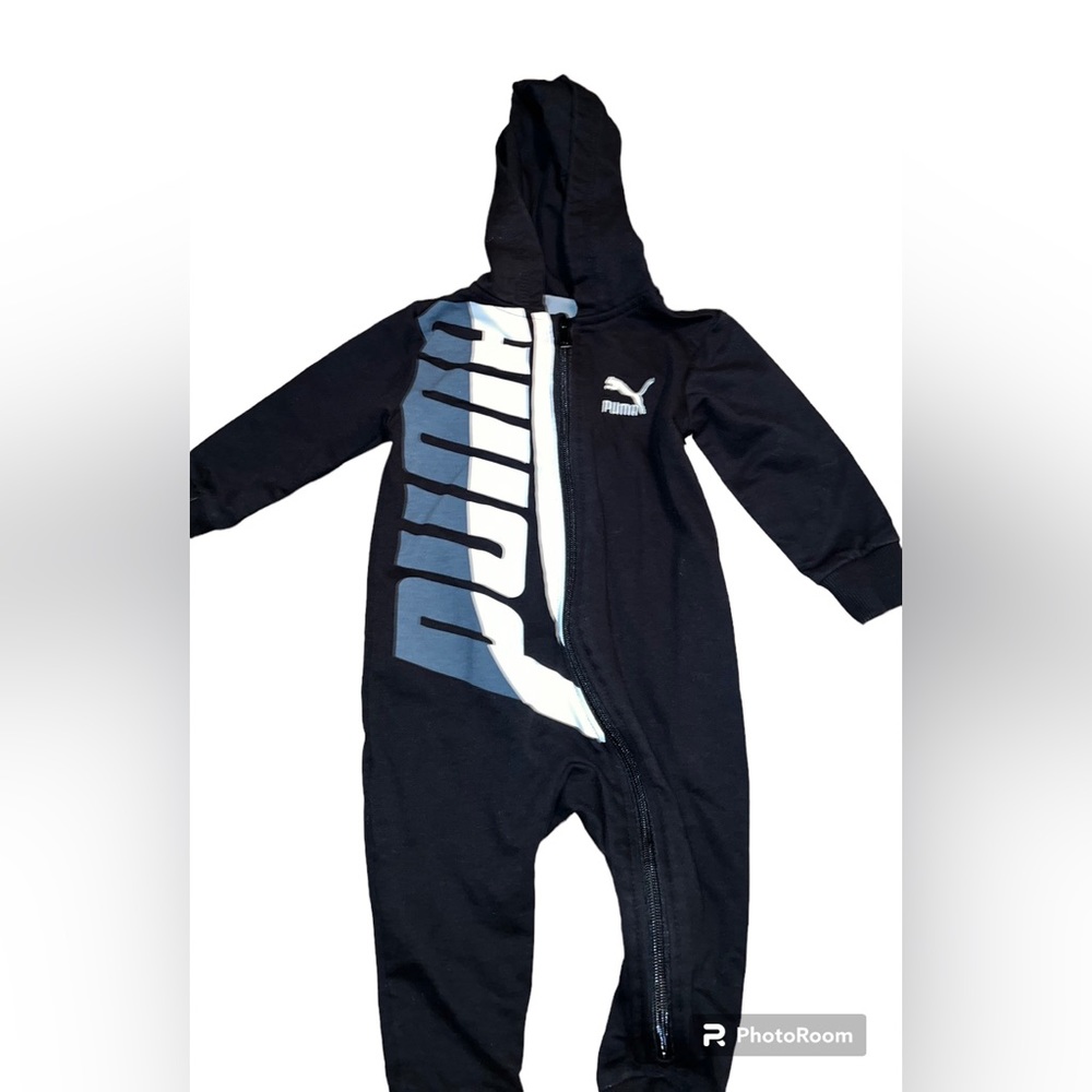 Puma Black hooded jumpsuit size 6-9 months